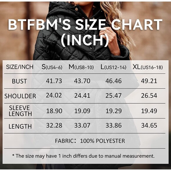 BTFBM Button Down Quilted Puffer Jacket with Belt Pockets Removable Hood Sz M - Picture 4 of 4